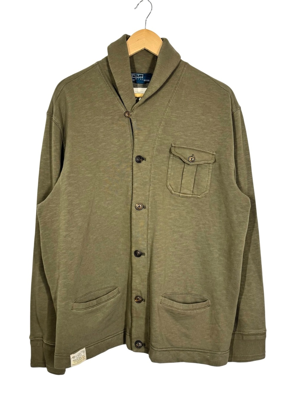 Polo Ralph Lauren military Utility Cardigan Sportsman Mens Vintage Green Size L